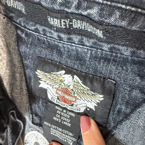 Vintage 05’ Harley-Davidson Black Denim Vest Size L - Picture 5 of 5